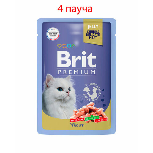 пауч brit premium для взрослых кошек форель в желе 85гр 4шт Пауч Brit Premium для взрослых кошек форель в желе 85гр, 4шт