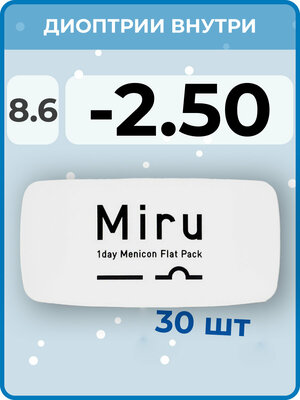 Menicon Miru 1day Flat Pack(30 линз) -2.50 R 8.6