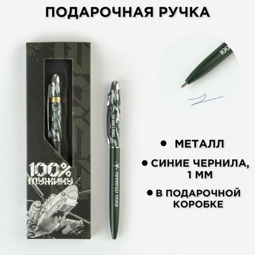 Подарочная ручка 100% мужик, матовая, металл