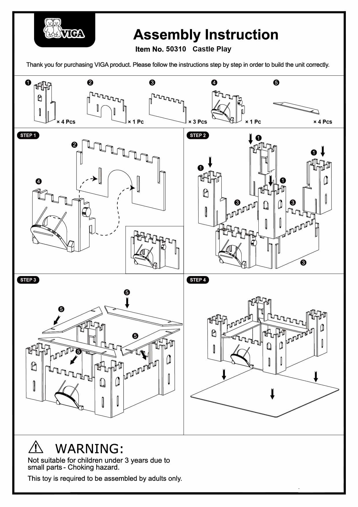 Игровой набор Viga Toys Деревянный замок (50310) - фото №6