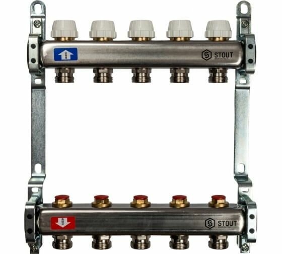 Коллектор из нержавеющей стали без расходомеров STOUT 5 выходов SMS 0922 000005