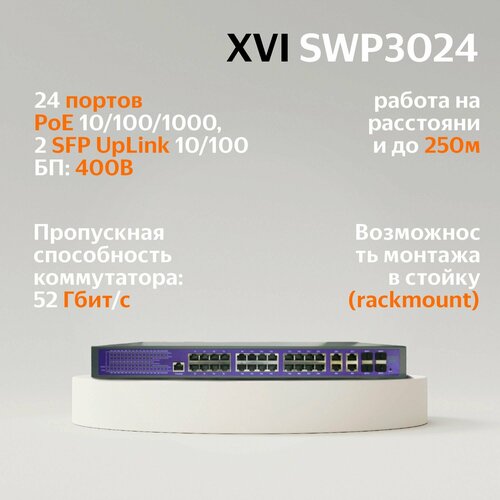 Управляемый коммутатор XVI SWP3024 32 порта 24 PoE 4 UpLink 4 SFP 43900₽