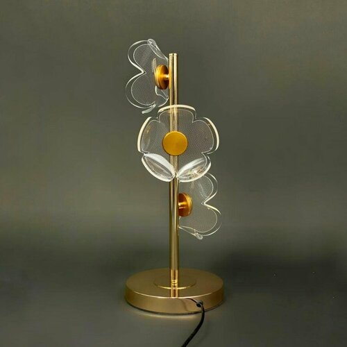 Настольная лампа светодиодная, золото, цветок