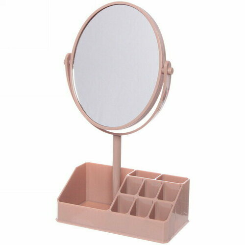 Зеркало настольное с органайзером для косметики Beauty цвет розовый 3118см 1456₽