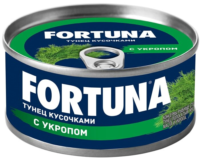 Тунец Fortuna кусочками с укропом 185г