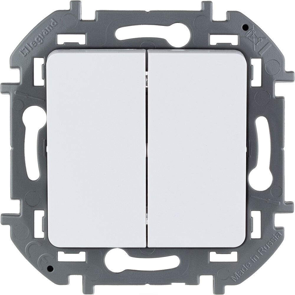 Двухклавишный выключатель на автозажимах Legrand Inspiria (Белый)
