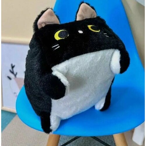 Мягкая игрушка кот-кирпичик котокуб глазастый квадратный котик черный 35 см 650₽