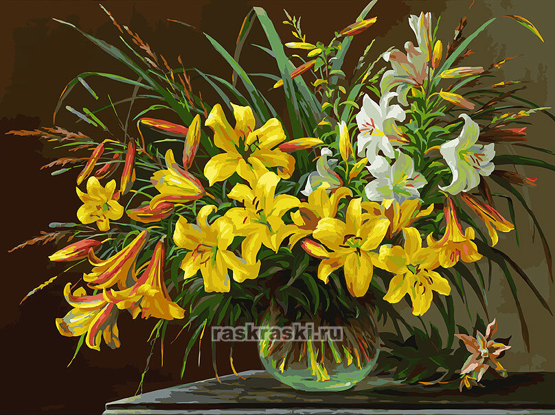 Картина по номерам Белоснежка «Золотая лилия» (30х40 см, холст на подрамнике)
