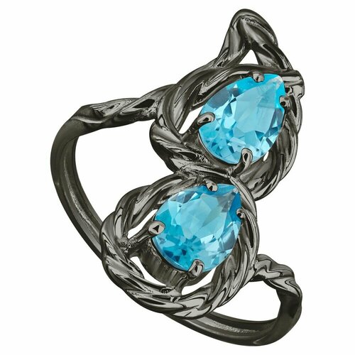 Кольцо Lazurit Online, серебро, 925 проба, родирование, топаз, размер 18.5 серебряное кольцо колд с голубым топазом родий