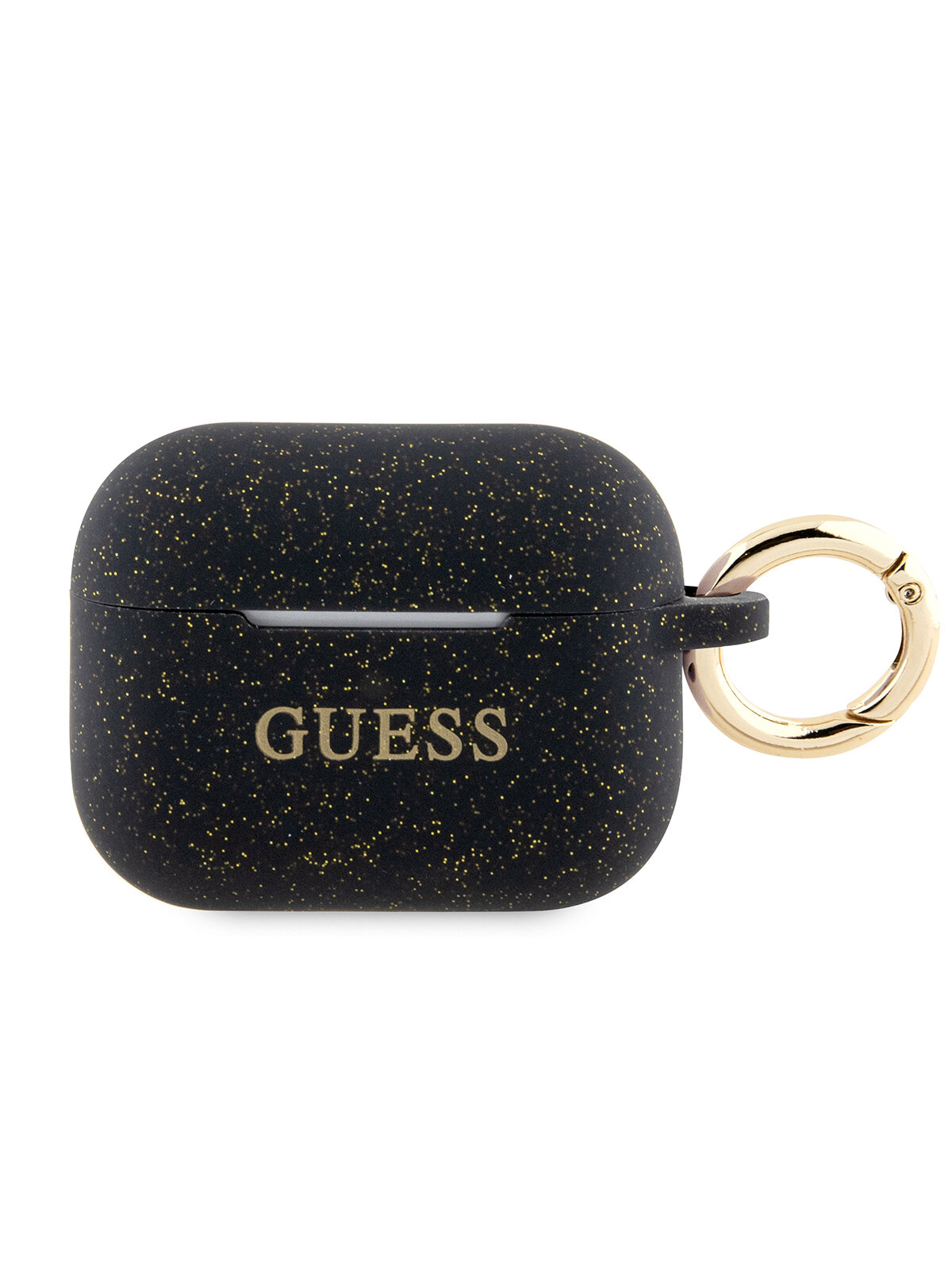 Guess для Airpods Pro 2 чехол Silicone with ring Glitter/Black