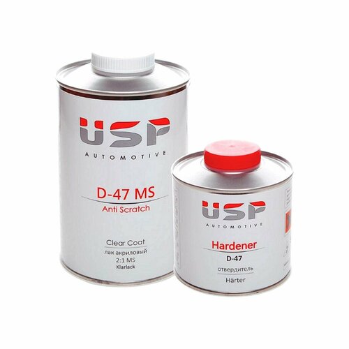 Акриловый автомобильный лак против царапин USP D-47 MS 2:1 Anti Scratch Clear Coat 1 л. с отвердителем 0,5 л.