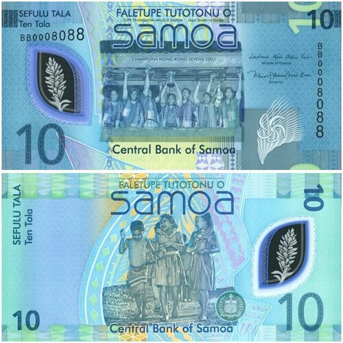 Банкнота Самоа 10 тала 2023 год UNC клуб нумизмат банкнота 10 тала самоа 1967 года западное самоа