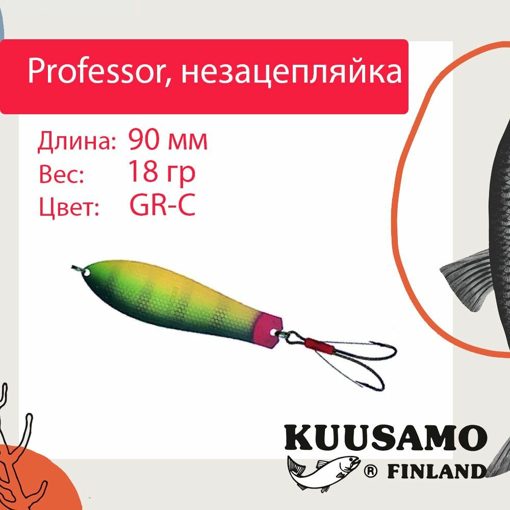 Блесна для рыбалки Kuusamo Professor 2, 90/18 незацепляйка, GR-C (колеблющаяся)