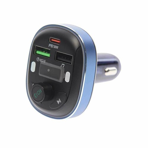 Устройство зарядное в прикуриватель с трансмиттером (bluetooth, hands free) черное, BC47 dark blue, BOROFONE автомобильное зарядное устройство borofone bz21 48w pd30w qc3 0 черное