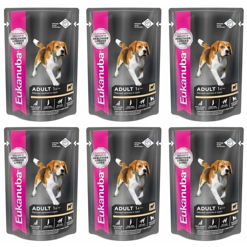 Eukanuba Влажный корм для собак Adult Dog, с ягненком, в соусе, 100 г, 6 шт