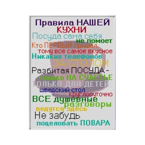 Рисунок на ткани (Бисер) конёк арт. 1396 Правила нашей кухни 29х39 см