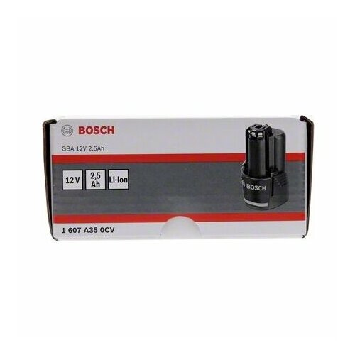 Аккумулятор для электроинструмента 12В 2,5Ач GBA 12 V 2,5 Ah – Bosch Power Tools – 1607A350CV – 3165140948999 аккумулятор bosch gba 12в 2 0 а ч 1607a350cs оригинал упаковка пакет