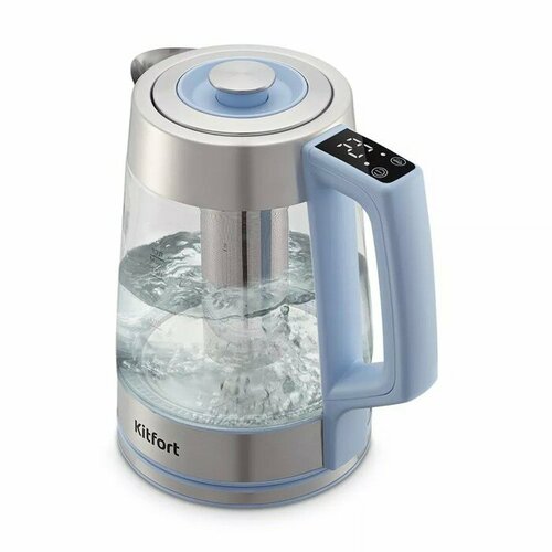 Чайник электрический Kitfort KT-6617 стекло 17 л 2200 Вт голубой 827200₽