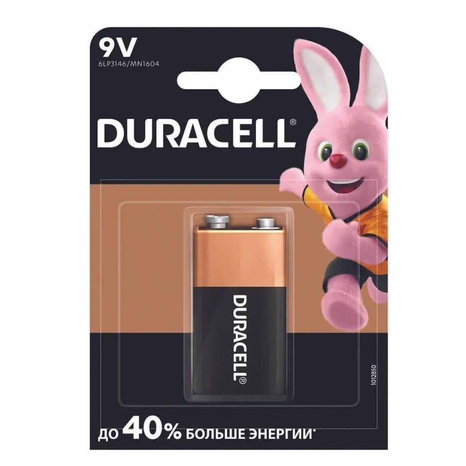 Батарейки Duracell 9 Volt, 6LR61, 9V, 1 шт