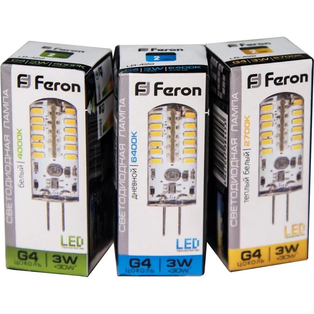 Лампа светодиодная Feron LB-422 G4 3W 12V 2700K (25531). Комплект из 10 шт.