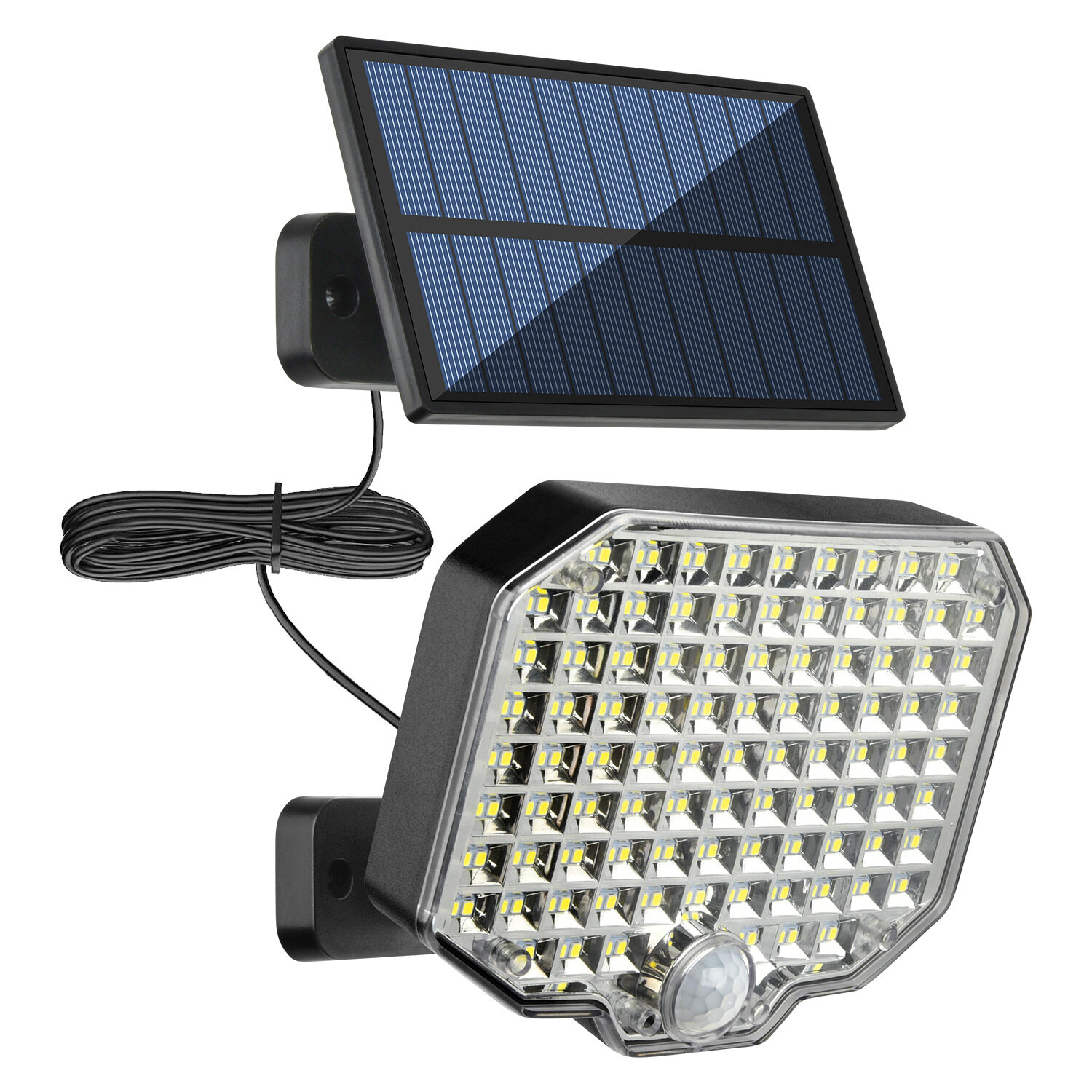 Уличный светильник, Светодиодный прожектор с датчиком движения с солнечной панелью, 184 LED
