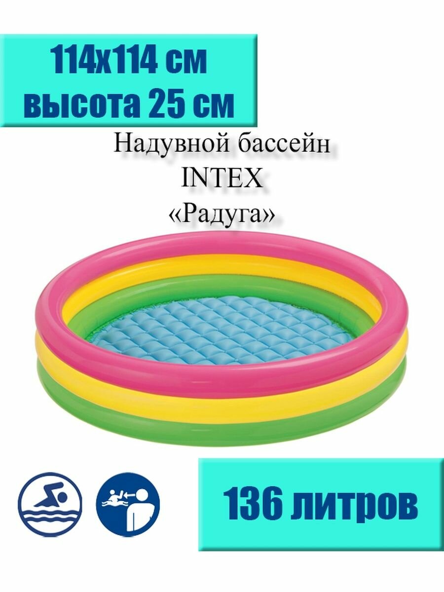 Бассейн детский надувной Радуга 114х25 см