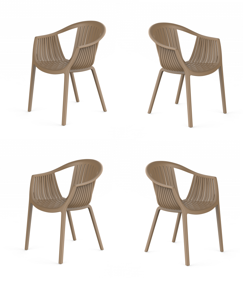 Комплект из 4-х пластиковых стульев Escalate, капучино