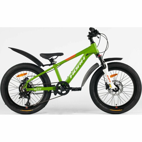 Велосипед горный ROHAN RHD 20 20 2024 Green-White-Orange детский для мальчиков алюминий 7 скоростей дисковые гидравлические тормоза колеса 20 рост 120-135 см 3674400₽