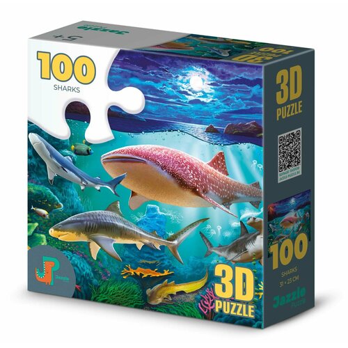 Пазл детский 3D Jazzle Puzzle 100 деталей Акулы 550₽