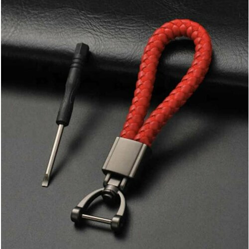 Брелок, красный брелок для автомобильных ключей кожаный ремешок с плетением с логотипом бмв