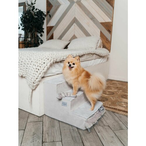 Лестница на три ступени для собак Puffy Silver 48*36*40