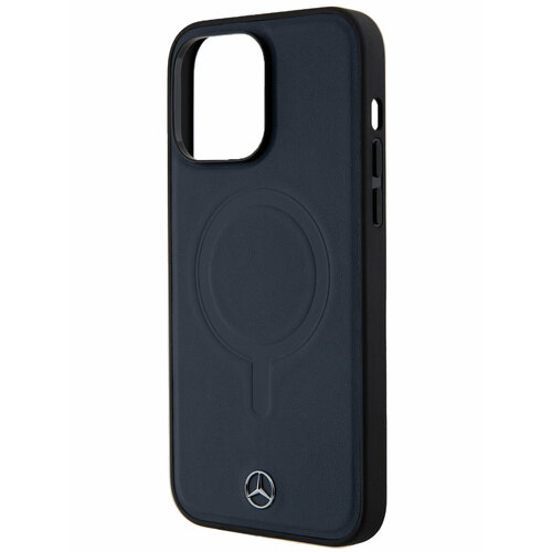 Mercedes для iPhone 14 Pro Max чехол Leather Plain Smooth with Ring Hard Navy (MagSafe)