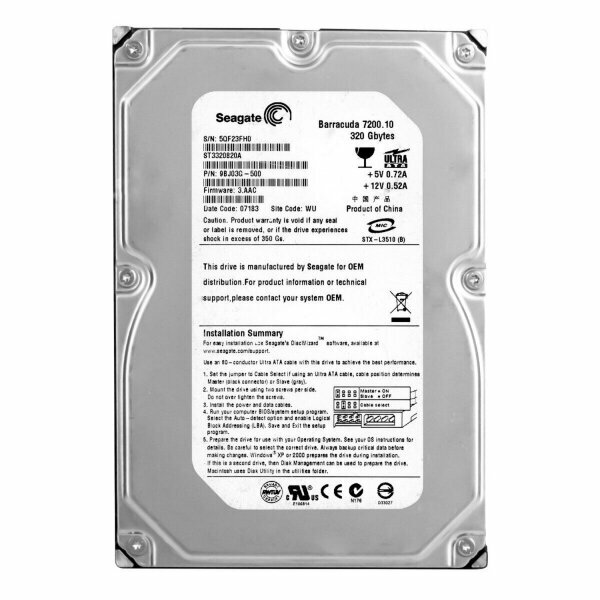 Жесткий диск Seagate ST3320820A 320Gb 7200 IDE 3.5" HDD