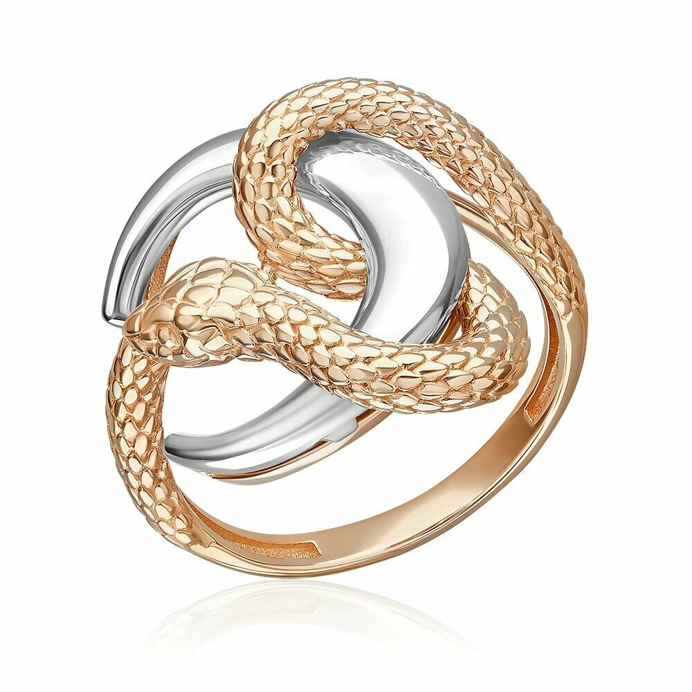 Кольцо PLATINA «Змея», комбинированное золото, 585 проба