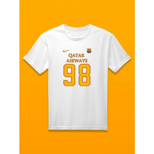 Футболка Барселона номер 98, размер 3XS, белый