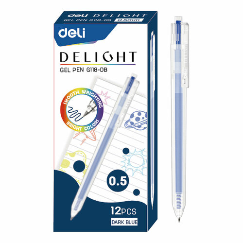 Deli Ручка гелевая Delight EG118 0.5 мм DB цвет чернил: синий