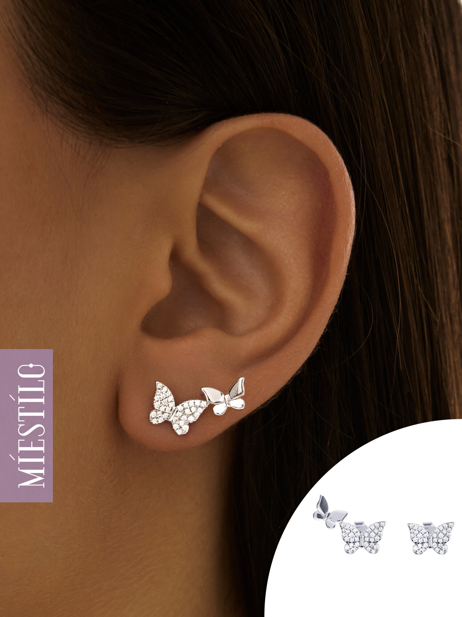 Серьги MIESTILO, серебро, 925 проба, родирование, фианит, размер 10 мм, длина 1.7 см, , серебристый