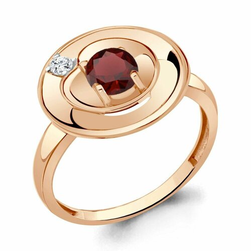 Кольцо, серебро, 925 проба, фианит, гранат, размер 17.5, красный, золотой великолепное женское кольцо квадратной формы сверкающее сверкающее свадебное кольцо с микро инкрустацией из кристалла и циркона свадебн