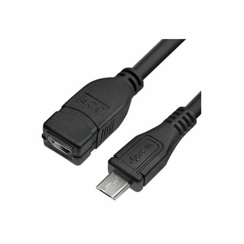 Патч-корд Greenconnect GCR Удлинитель 1.0m MicroUSB M/F, черный, 28/28 AWG,