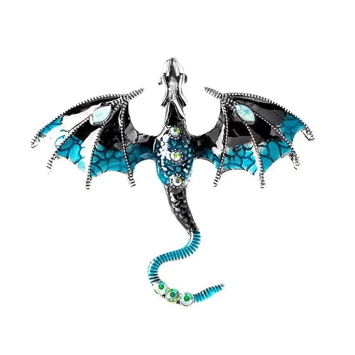 Брошь Брошь бирюзовый дракон, эмаль, синий, зеленый моя птица феникс самохоткина а