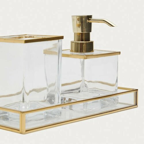 Soanet Поднос из стекла и металла с золотистой отделкой 7479₽