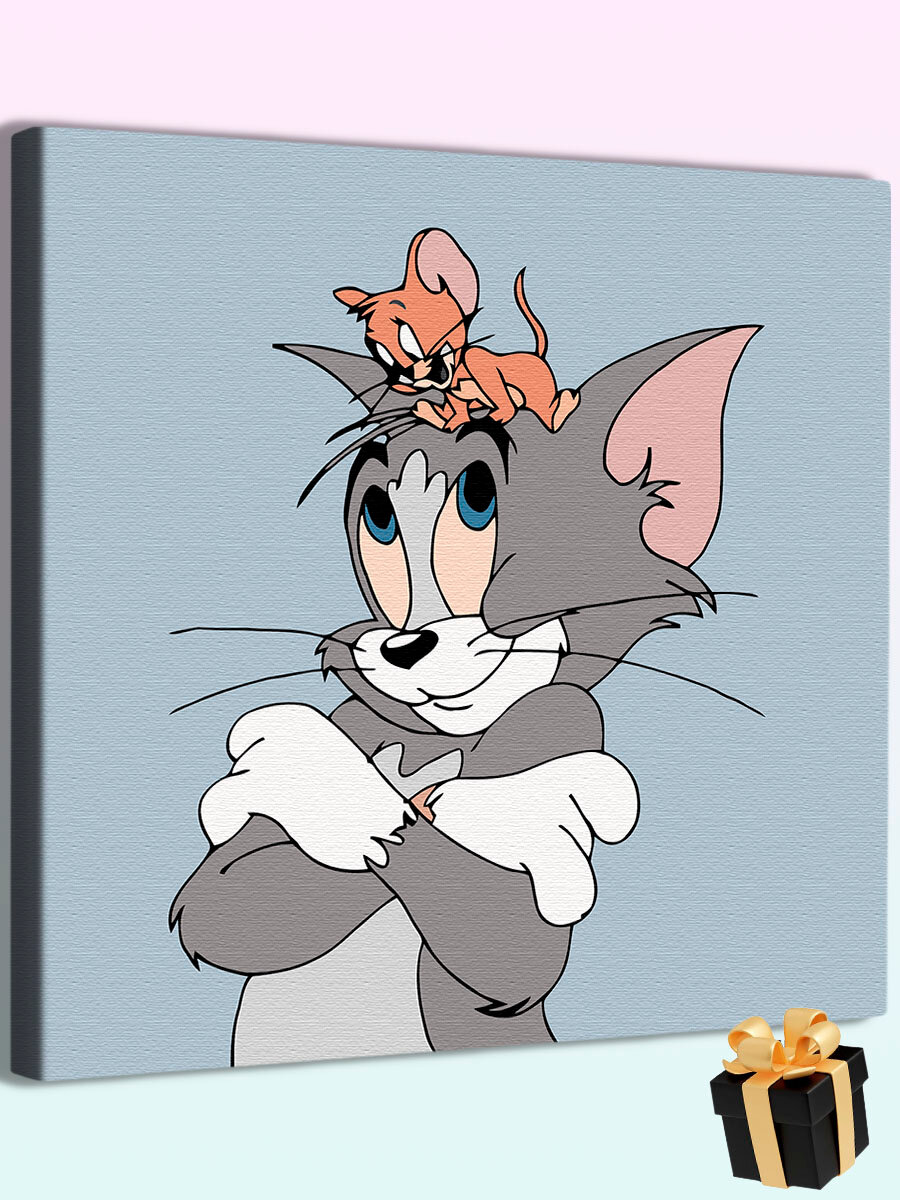 Картина по номерам Том и Джерри / Tom and Jerry холст на подрамнике 20*20