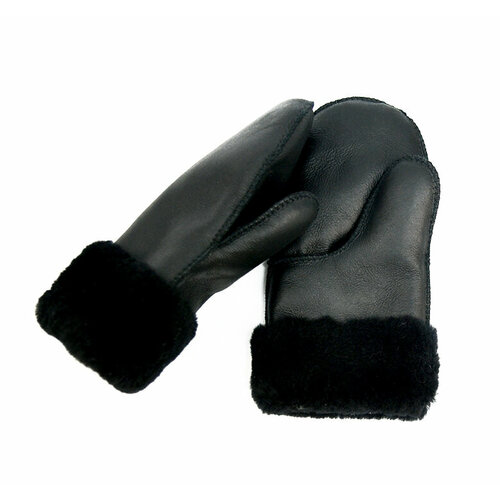 Варежки Овечкинъ, размер 8, черный рукавицы из овчины коричневые 11р