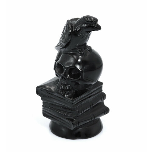 Фигурка Ворон и череп из натурального камня черный обсидиан 4219₽