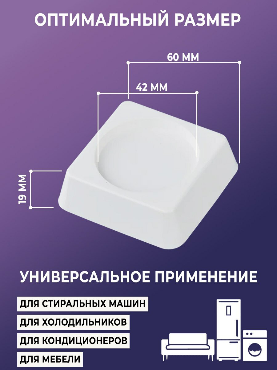 Антивибрационные подставки для стиральных машин и холодильников круглые прозрачные с подложкой — фото 1