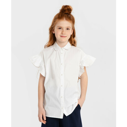 Школьная блуза Button Blue, размер 152, белый школьная блуза button blue размер 152 белый