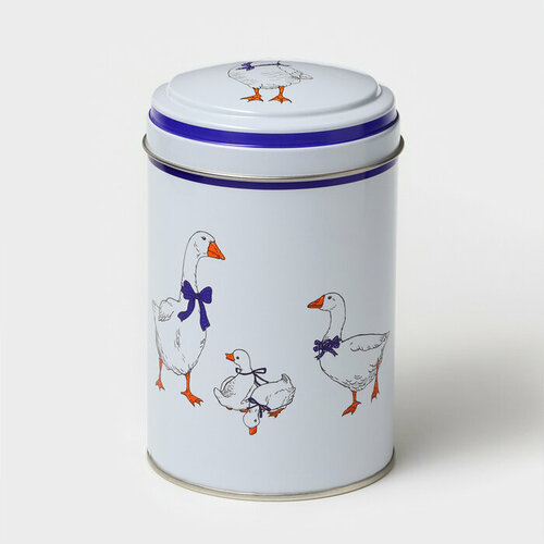 Банка с крышкой для сыпучих продуктов Гуси 11 л d99 см круглая 796₽