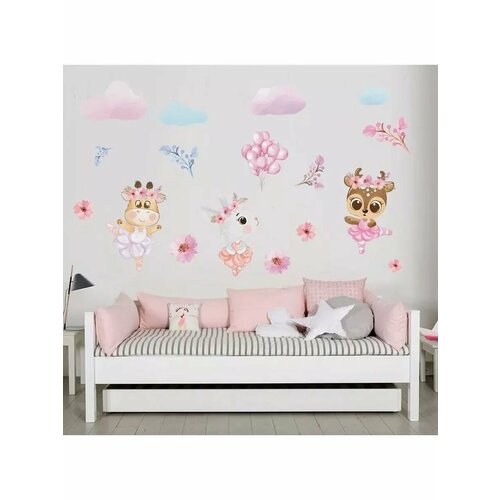 Наклейки интерьерные Зверушки-балерины 50х70 см 677₽