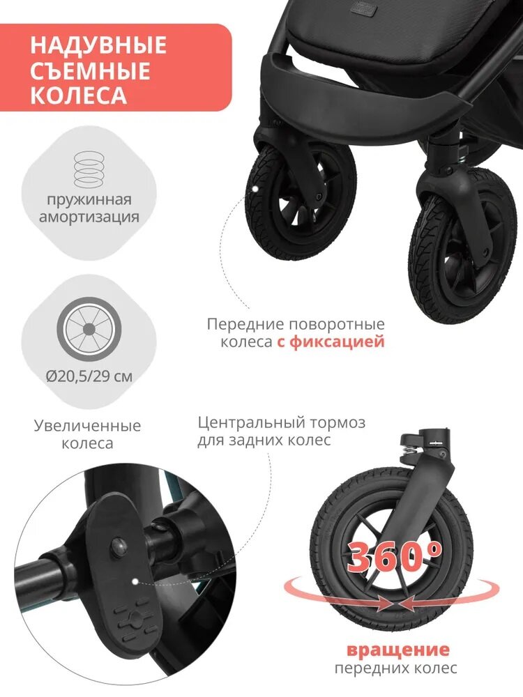 Прогулочная коляска Indigo Epica XL Air, темно-серый