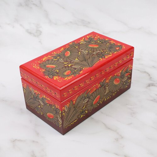 Шкатулка для часов 3 секции Хохломская роспись Ручная работа